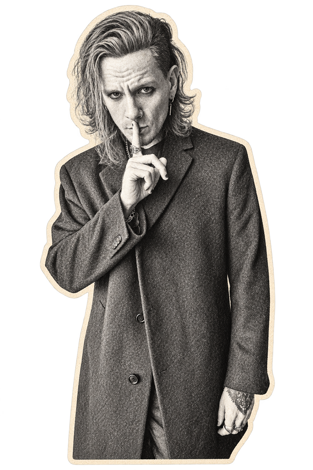 JRNXLST black-and-white portrait in pencil